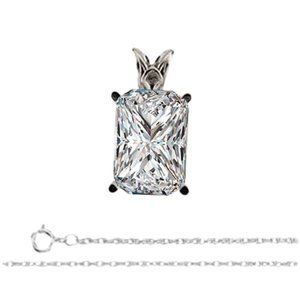 Radiant Diamond Pendant 14K White 1.01 Ct F Vs2 Gia C47200022